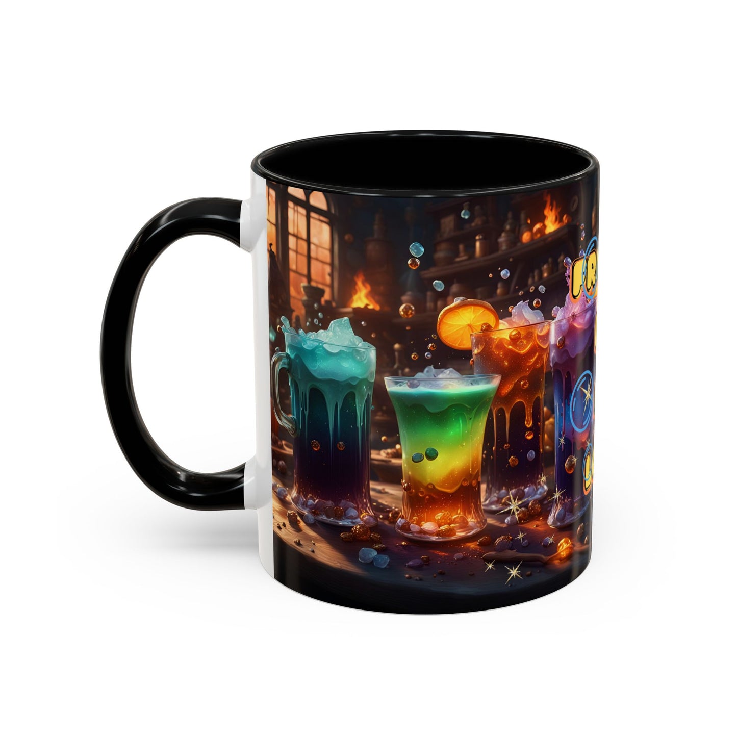 Two Tone Accent Friday Vibes Mugs | Colorful and Fun Coffee Cups