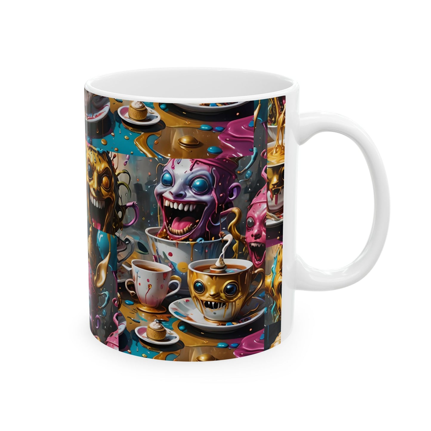 Whimsical Monster Mug - Creepy Clown Design, Gift for Horror Fans, Unique Kitchen Decor, Halloween Coffee Cup, Collectible Drinkware