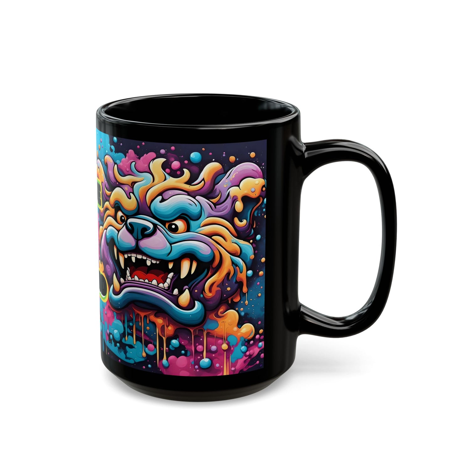 Rise & Grind Fu Dog Mug – Psychedelic Wake-Up Art